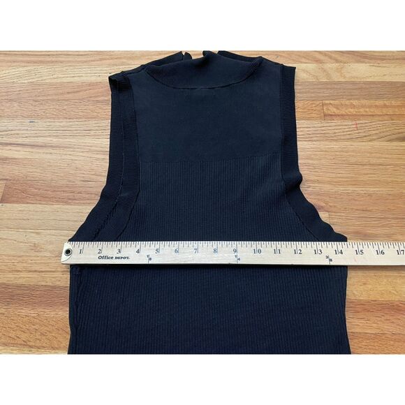 Good American Women's Dress Long Maxi Side Slit Ribbed Mock Neck 5/6 Black - Picture 6 of 8